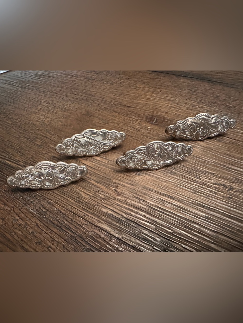 Victor Sterling Nail On Western Silver Plates Conchos